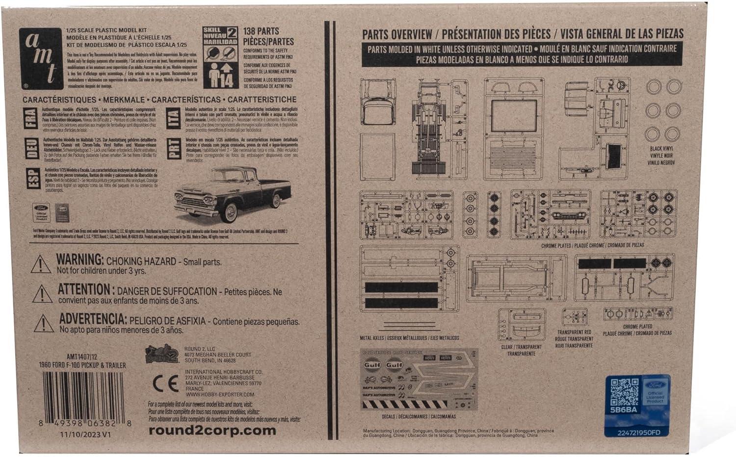 image:imageAMT Ford Louisville Short Hauler Morton Salt 125 Scale Model Kit1960 Ford F100 Pickup wTrailer New Tooling
