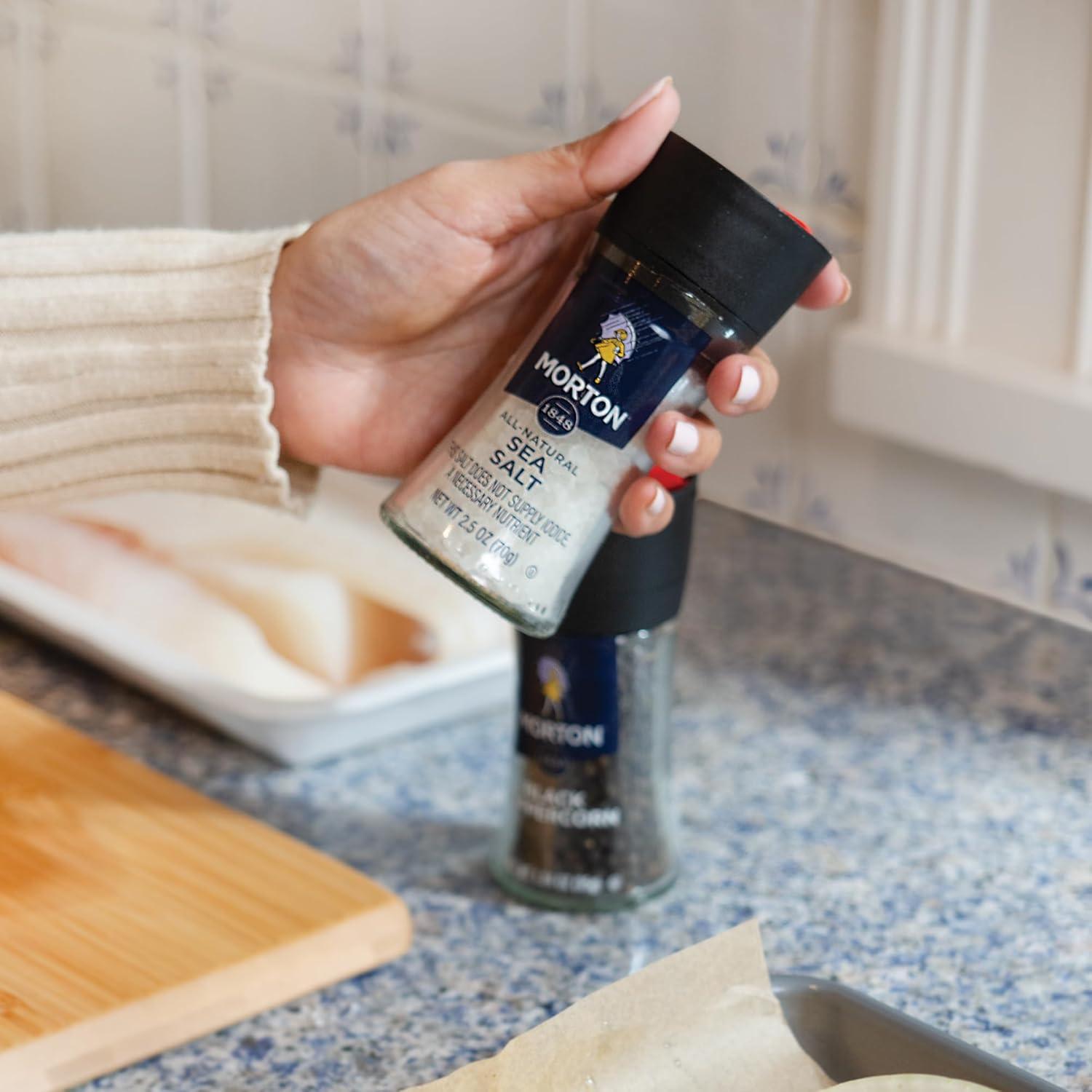 image:imageMorton Grinder Set Sea Salt 25 oz amp Black Peppercorn 125 oz 2Pack Adjustable amp Refillable Perfect for Cooking Seasoning and Finishing37 Ounce Pack of 1