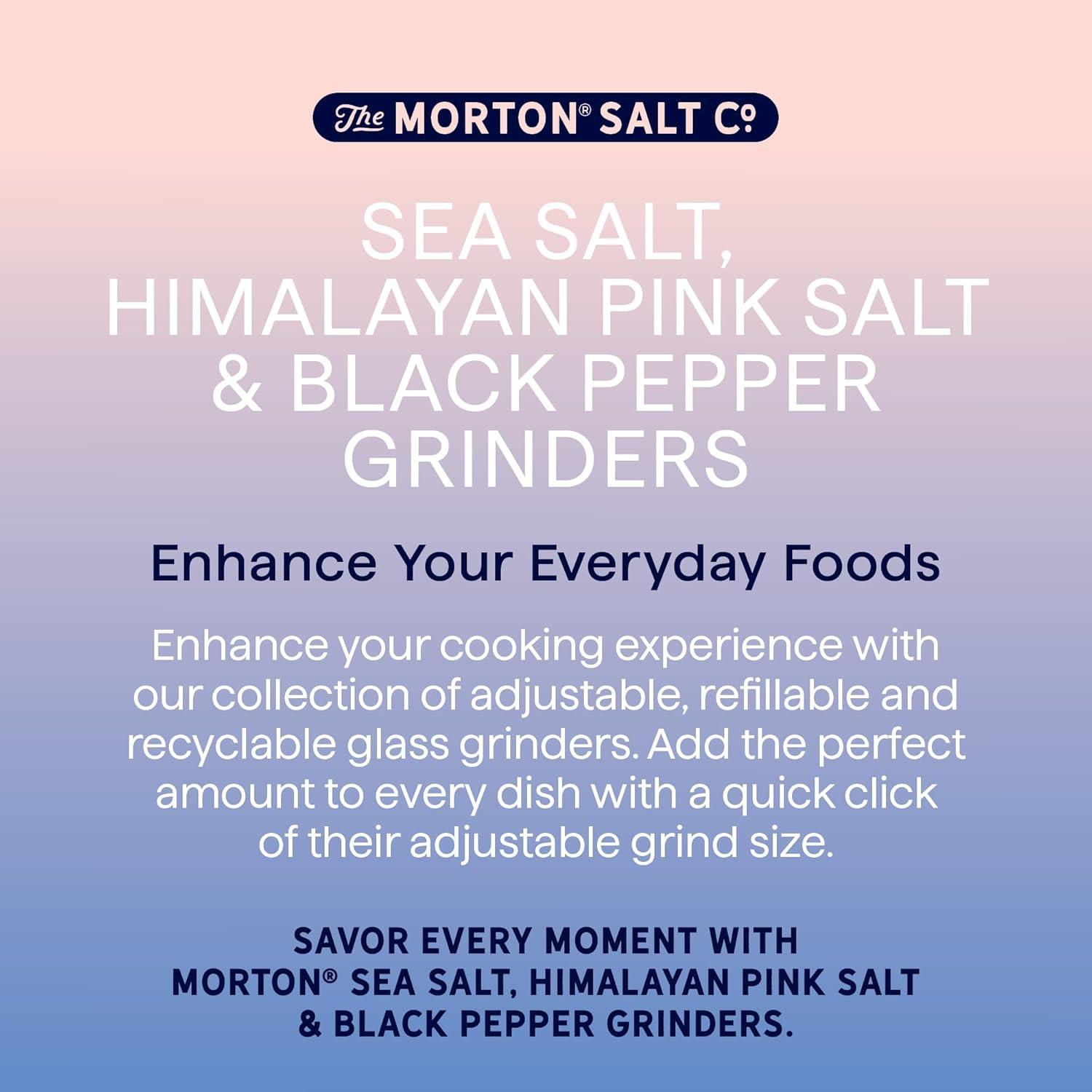 image:imageMorton Grinder Set Sea Salt 25 oz amp Black Peppercorn 125 oz 2Pack Adjustable amp Refillable Perfect for Cooking Seasoning and Finishing62 Ounce Pack of 1