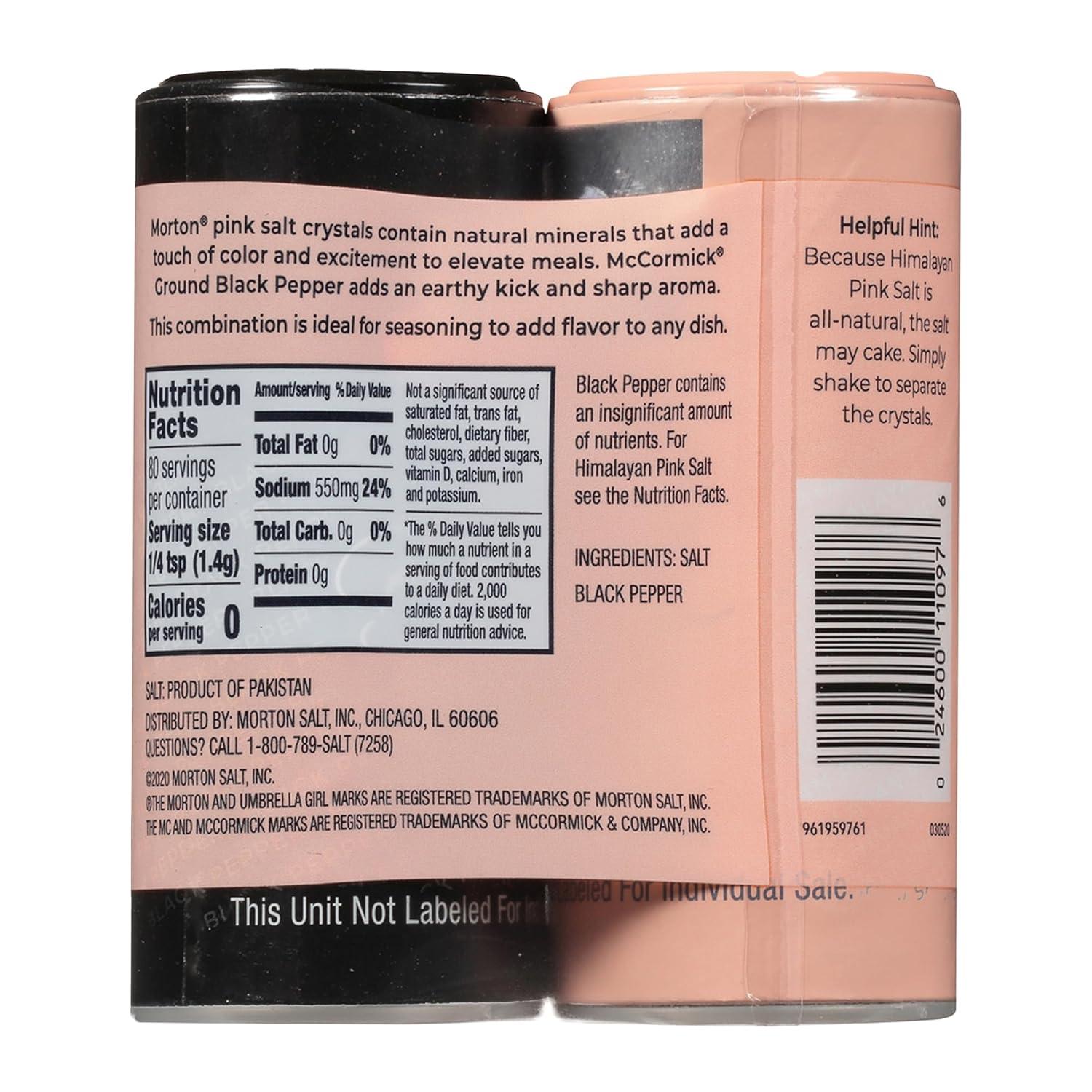image:imageMorton Himalayan Pink Salt 4 oz amp McCormick Ground Pepper 125 oz Shaker Set 2Pack AllPurpose Salt and Pepper for Cooking Seasoning amp Finishing