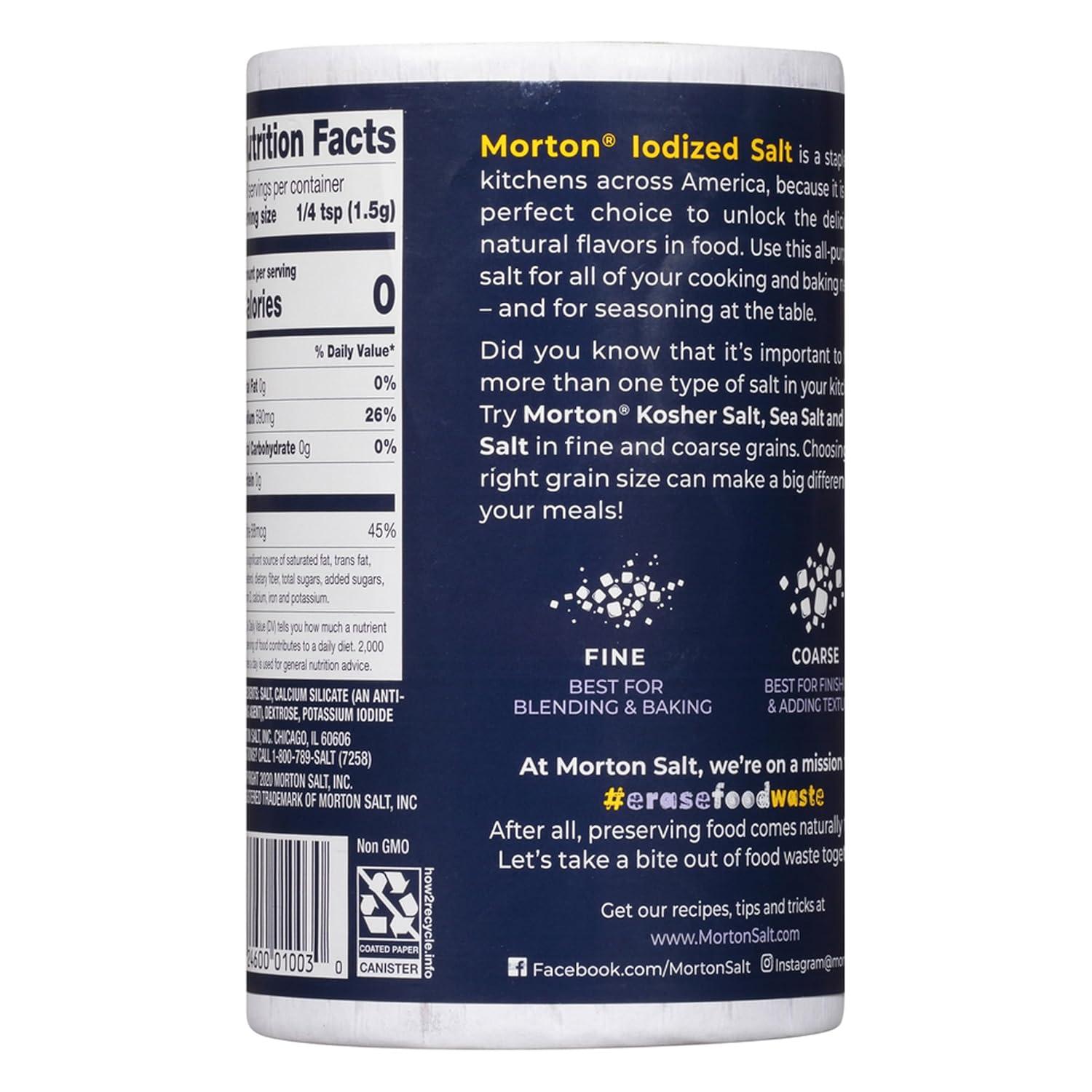 image:imageMorton Iodized Salt AllPurpose 26 oz 2Pack AllPurpose Perfect for Cooking amp Table Use26 Ounce Pack of 3