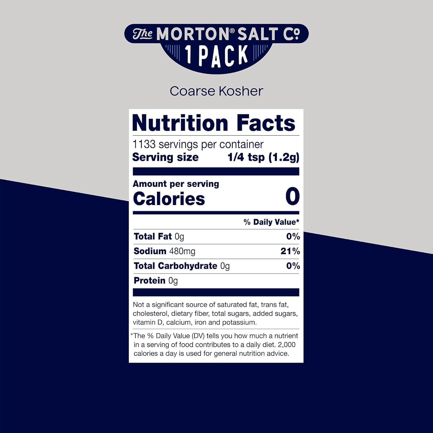 image:imageMorton Kosher Salt Coarse 48 oz 3 lb 2PackIdeal for Cooking amp Baking48 Ounce Pack of 1