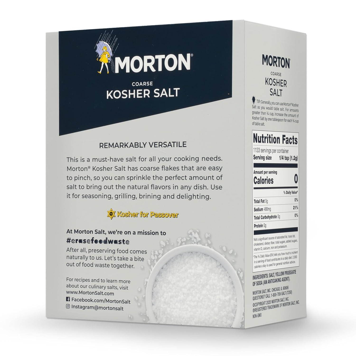image:imageMorton Kosher Salt Coarse 48 oz 3 lb 2PackIdeal for Cooking amp Baking48 Ounce Pack of 10