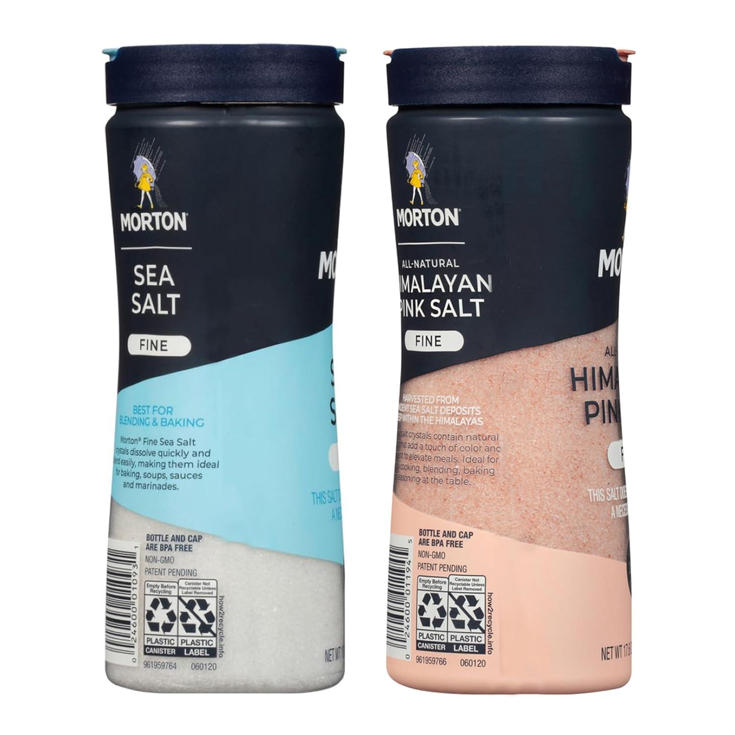 image:imageMorton Shaker Set Fine Sea Salt 176 oz amp Fine Himalayan Pink Salt 176 oz 2Pack AllNatural Perfect for Baking Blending amp CookingFine Sea Salt and Himalayan Pink Salt