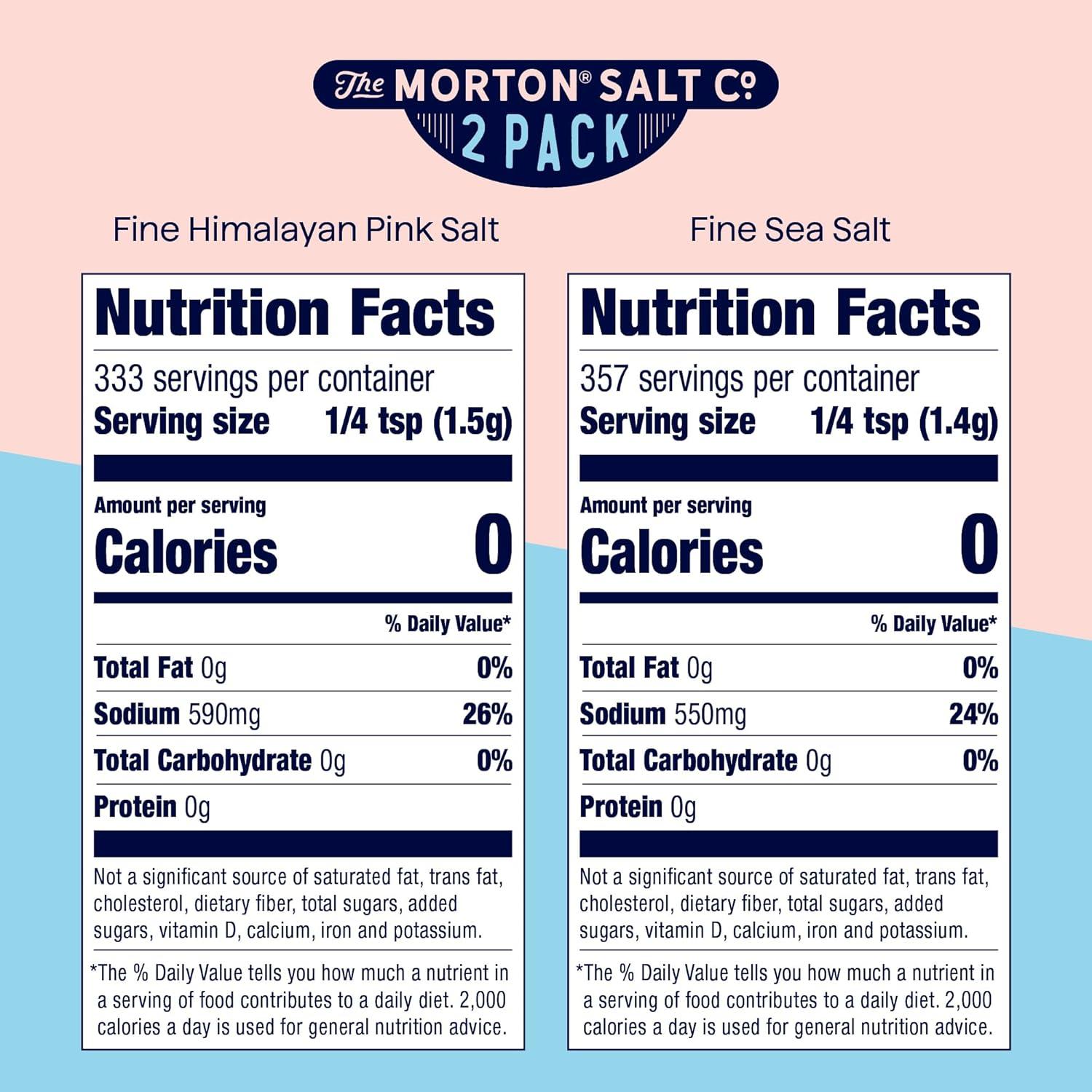 image:imageMorton Shaker Set Fine Sea Salt 176 oz amp Fine Himalayan Pink Salt 176 oz 2Pack AllNatural Perfect for Baking Blending amp CookingFine Sea Salt and Himalayan Pink Salt