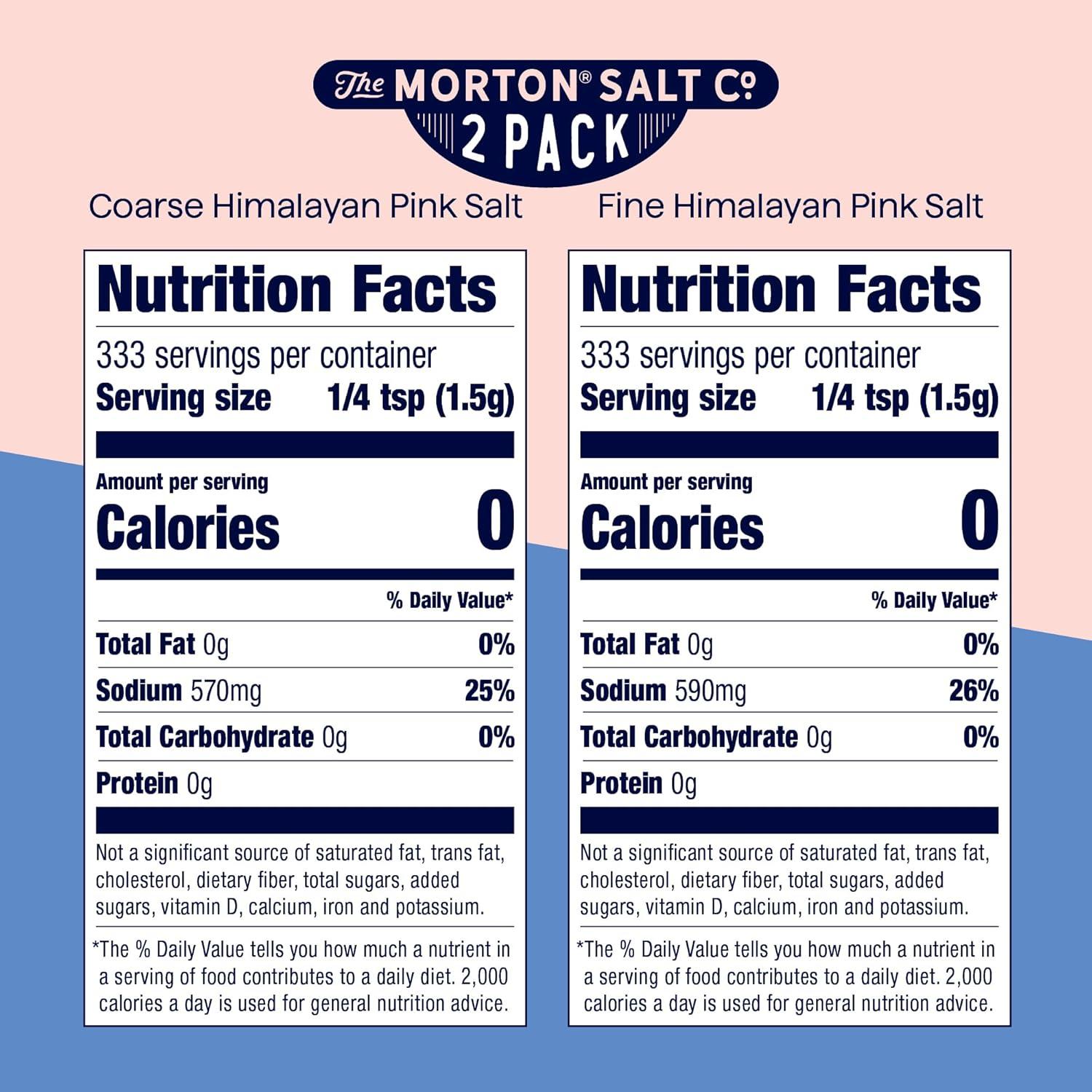 image:imageMorton Shaker Set Fine Sea Salt 176 oz amp Fine Himalayan Pink Salt 176 oz 2Pack AllNatural Perfect for Baking Blending amp CookingHimalayan Pink Salt Fine and Coarse