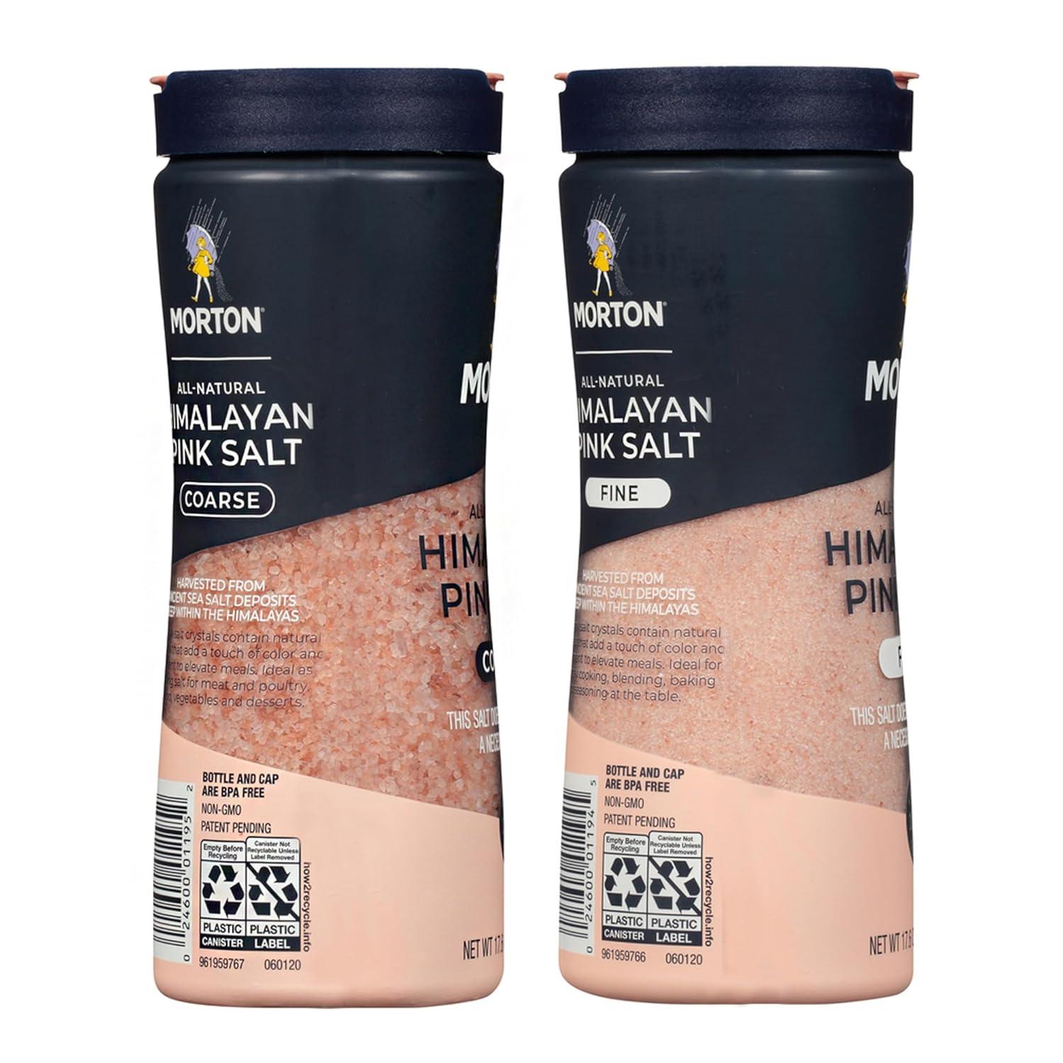 image:imageMorton Shaker Set Fine Sea Salt 176 oz amp Fine Himalayan Pink Salt 176 oz 2Pack AllNatural Perfect for Baking Blending amp CookingHimalayan Pink Salt Fine and Coarse