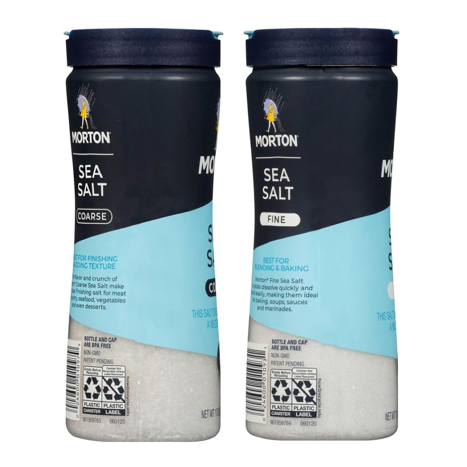 image:imageMorton Shaker Set Fine Sea Salt 176 oz amp Fine Himalayan Pink Salt 176 oz 2Pack AllNatural Perfect for Baking Blending amp CookingSea Salt Fine and Coarse