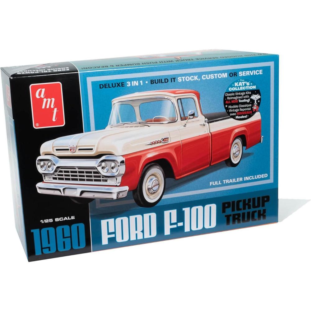 image:imageAMT Ford Louisville Short Hauler Morton Salt 125 Scale Model Kit1960 Ford F100 Pickup wTrailer New Tooling