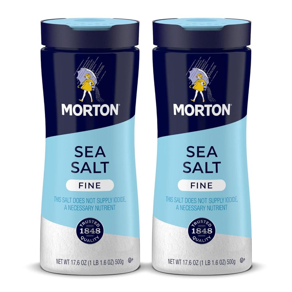 image:imageMorton Sea Salt Fine 176 oz 2Pack AllNatural Perfect for Baking Blending amp Cooking176 Ounce Pack of 2