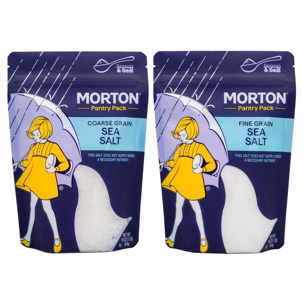 image:imageMorton Sea Salt Fine Grain Fine Sea Salt 1 lb Pouch16 Ounce Pack of 2