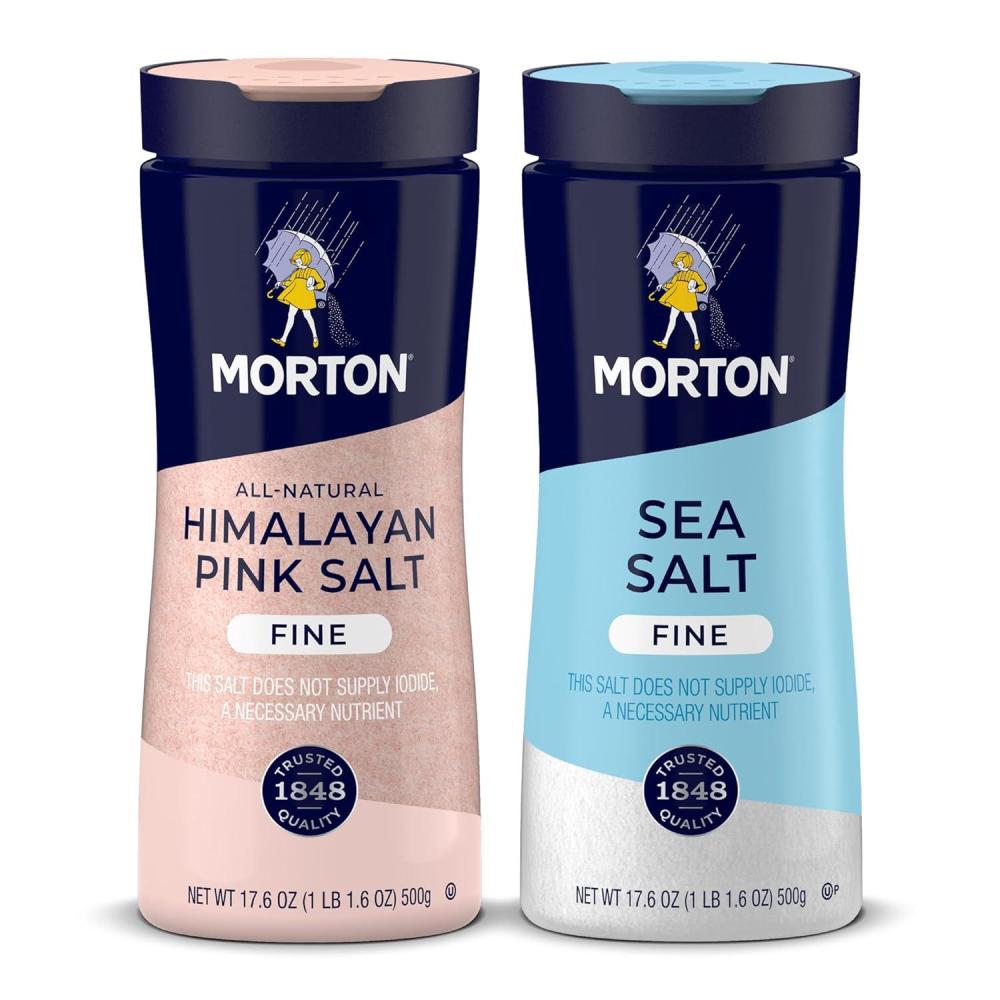 image:imageMorton Shaker Set Fine Sea Salt 176 oz amp Fine Himalayan Pink Salt 176 oz 2Pack AllNatural Perfect for Baking Blending amp CookingFine Sea Salt and Himalayan Pink Salt