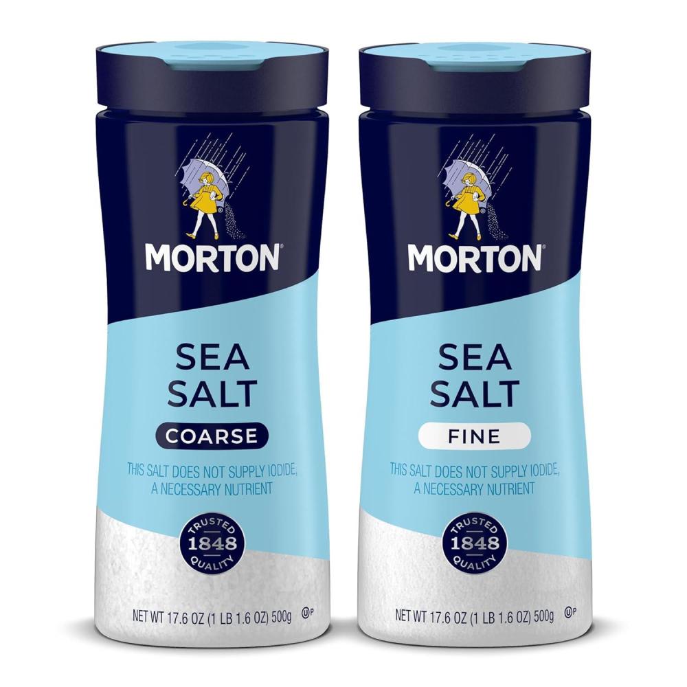image:imageMorton Shaker Set Fine Sea Salt 176 oz amp Fine Himalayan Pink Salt 176 oz 2Pack AllNatural Perfect for Baking Blending amp CookingSea Salt Fine and Coarse