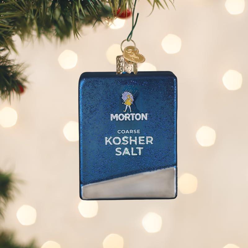 image:imageOld World Christmas Morton Kosher Salt Box Glass Blown Ornament for Christmas Tree Handcrafted Holiday Decoration Kitchen Collection