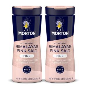 Morton All-Natural Himalayan Pink Salt, Fine, (17.6 oz), 2-Pack, Perfect for Baking, Blending & Cooking(17.6 Ounce (Pack of 2))