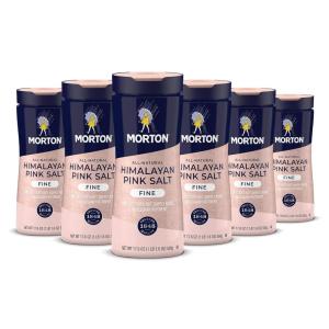 Morton All-Natural Himalayan Pink Salt, Fine, (17.6 oz), 2-Pack, Perfect for Baking, Blending & Cooking(17.6 Ounce (Pack of 6))