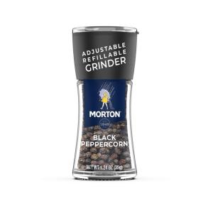 Morton Black Peppercorn, Grinder, (1.24 oz), 6-Pack – Adjustable & Refillable, Perfect for Cooking & Seasoning