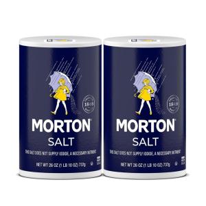 Morton Plain Salt, (26 oz), 2-Pack – All-Purpose, Non-Iodized Salt, Perfect for Cooking & Table Use(26 Ounce (Pack of 2))
