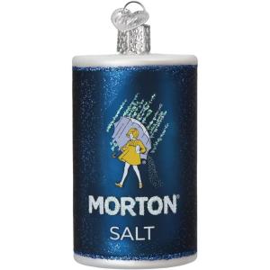 Old World Christmas Morton Salt Can Glass Blown Ornament for Christmas Tree, Handcrafted Holiday Decoration, Food Collection(Morton Salt)