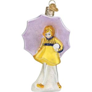Old World Christmas Morton Umbrella Girl Glass Blown Ornament for Christmas Tree, Handcrafted Holiday Decoration, Kitchen Collection