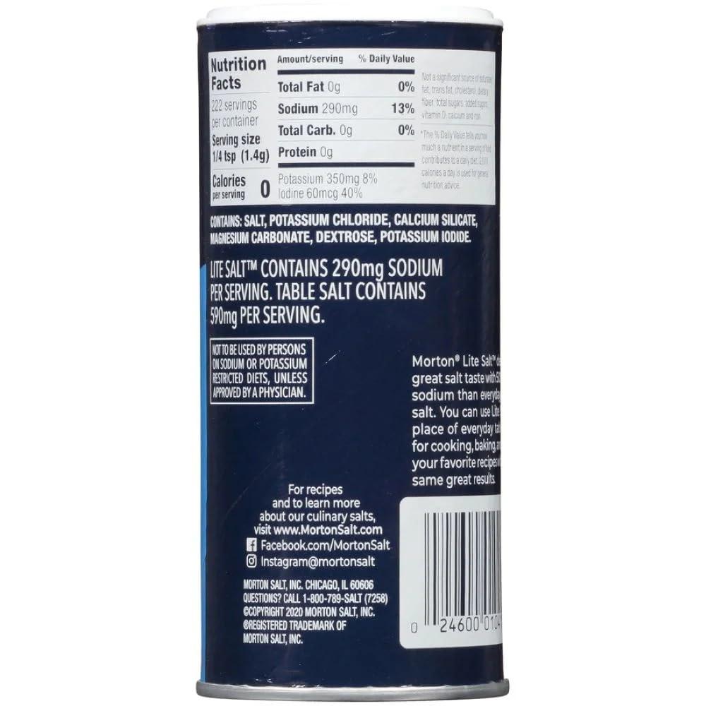 image:imageMorton Lite Salt No Artificial Color Low Sodium Salt for Cooking Seasoning amp Baking 11 oz Pack of 1211 Ounce Pack of 12