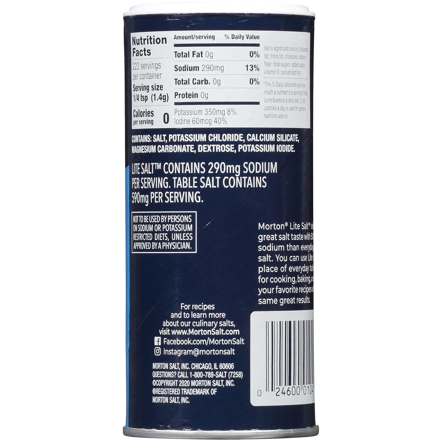 image:imageMorton Lite Salt No Artificial Color Low Sodium Salt for Cooking Seasoning amp Baking 11 oz Pack of 1211 Ounce Pack of 6