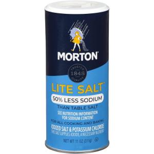Morton Lite Salt, No Artificial Color, Low Sodium Salt for Cooking, Seasoning & Baking, 11 oz, Pack of 12(11 Ounce (Pack of 6))