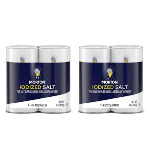 Morton Iodized Salt Shaker, 8oz, 2 Pack of 2 Shakers