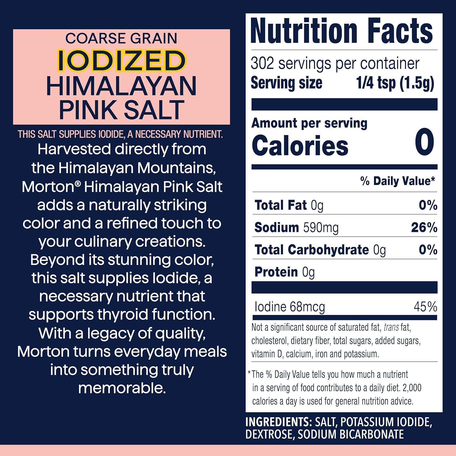 image:imageMorton Iodized Himalayan Pink Coarse Salt 1lb Resealable Pouch