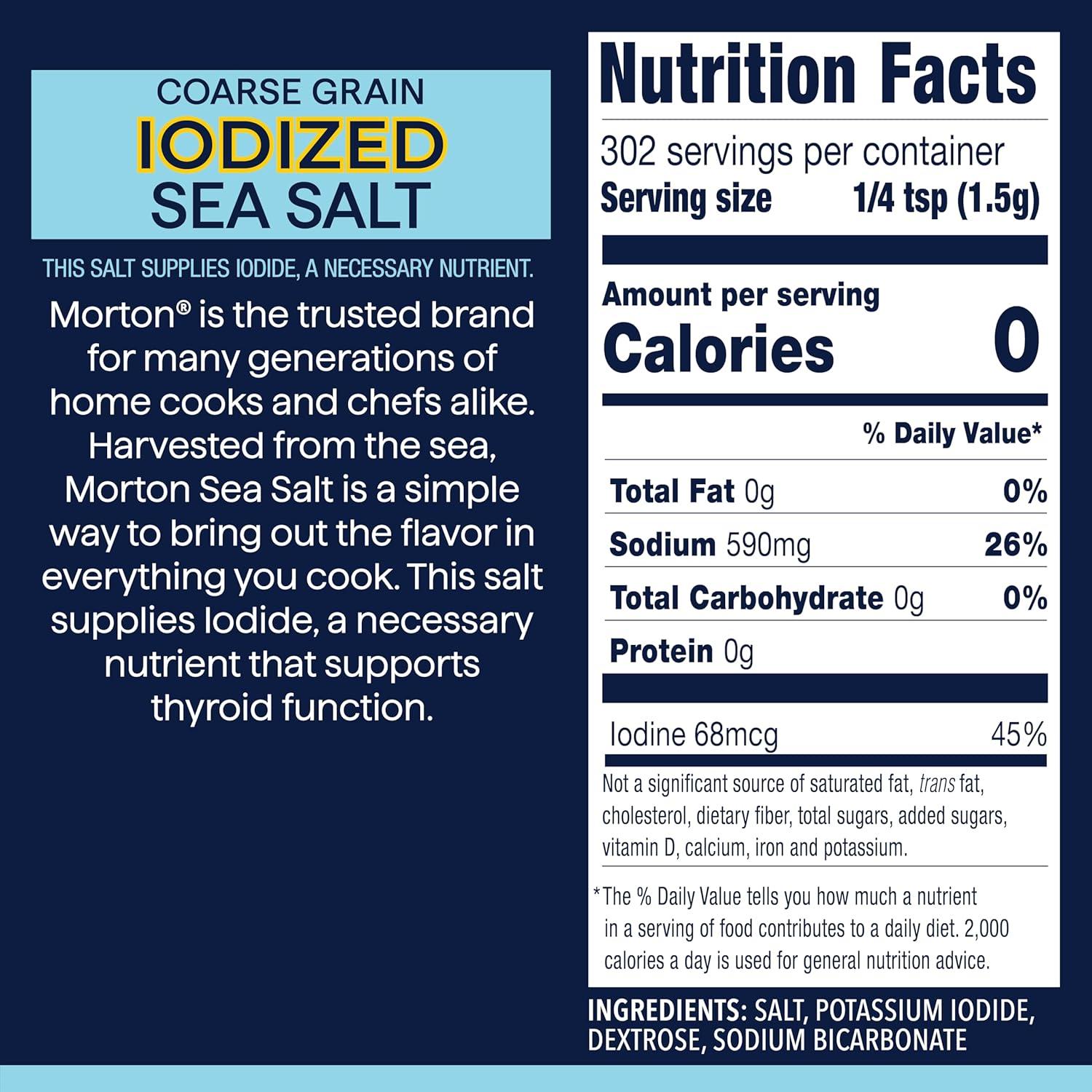 image:imageMorton Iodized Sea Salt Coarse 1lb Resealable Pouch