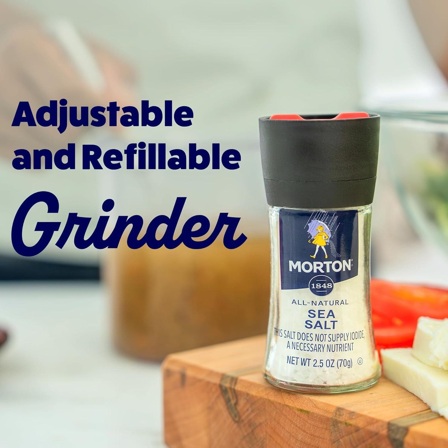 image:imageMorton Sea Salt 2Piece Bundle Set Grinder 25oz amp Coarse Grain Refill Pouch 16oz