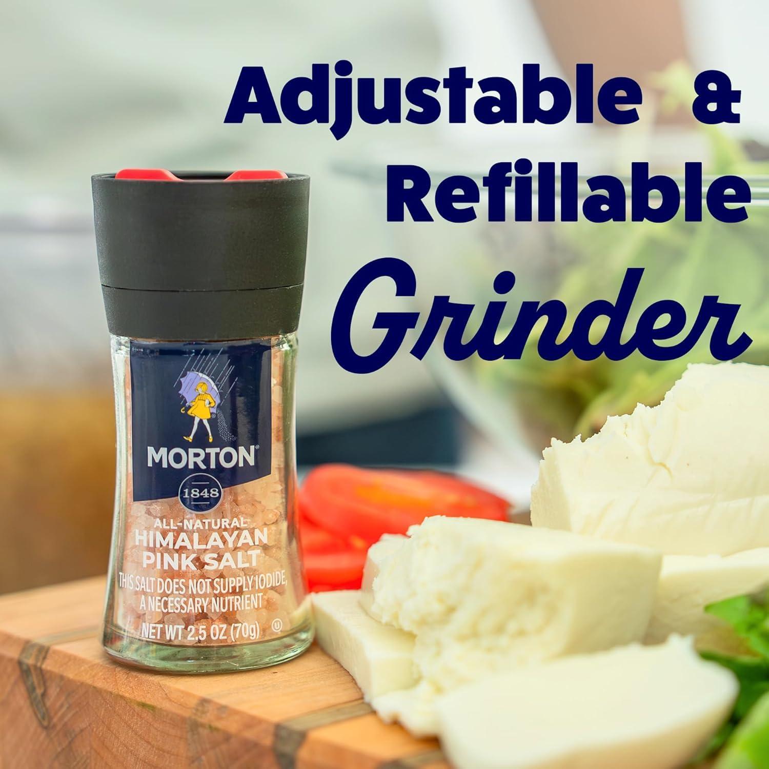 image:imageMorton Himalayan Pink Salt 2Piece Bundle Set Grinder 25oz amp Coarse Grain Refill Pouch 16oz
