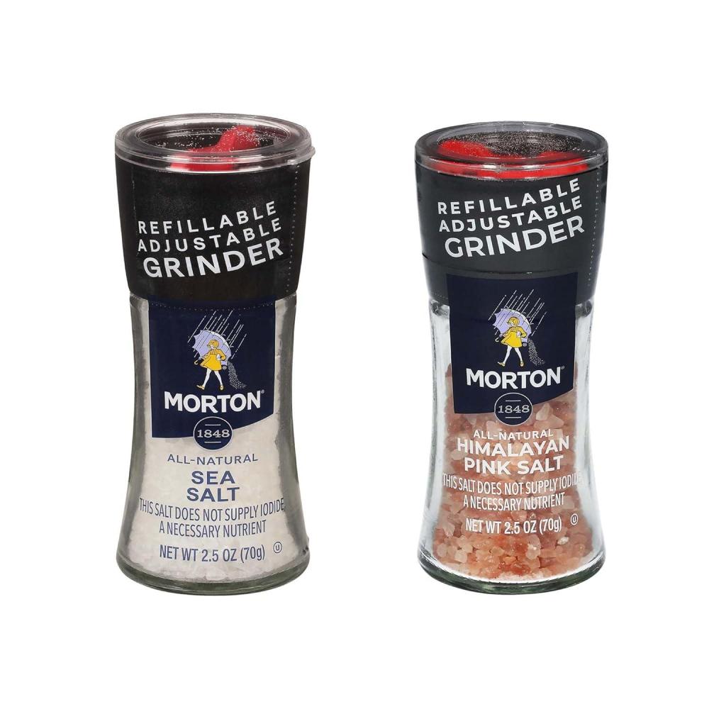 image:imageMorton Salt Grinders 2Piece Bundle Set Sea Salt 25oz amp Pink Salt 25oz